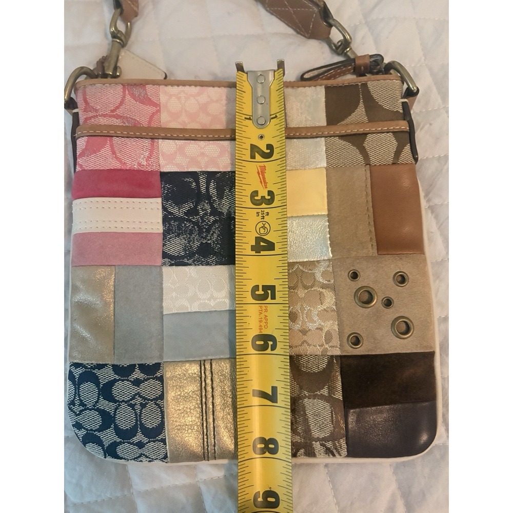 VTG Coach Patchwork Crossbody Y2K Signature C Leather Metallic Suede - Picture 10 of 16
